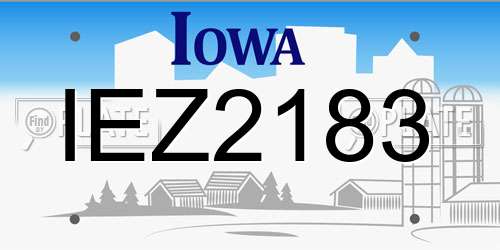 IEZ2183 Iowa License Plate