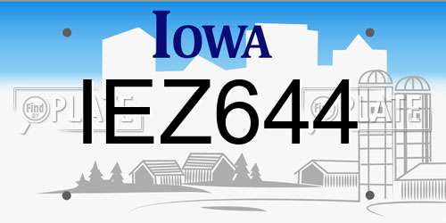 IEZ644 Iowa License Plate