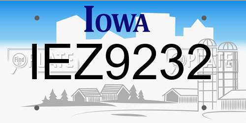 IEZ9232 Iowa License Plate