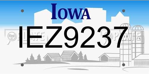 IEZ9237 Iowa License Plate