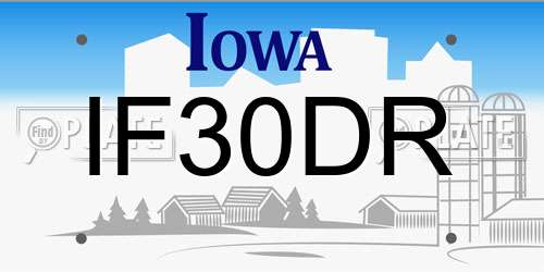 IF30DR Iowa License Plate