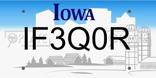 IF3Q0R Iowa License Plate