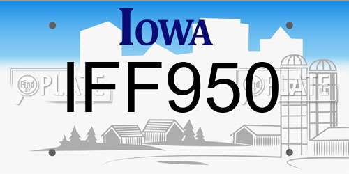 IFF950 Iowa License Plate
