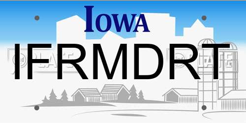 IFRMDRT Iowa License Plate