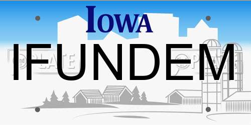 IFUNDEM Iowa License Plate