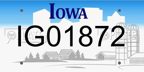 IG01872 Iowa License Plate