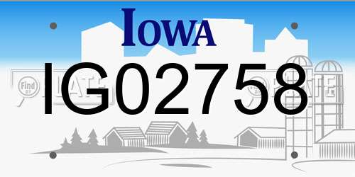 IG02758 Iowa License Plate