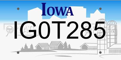 IG0T285 Iowa License Plate