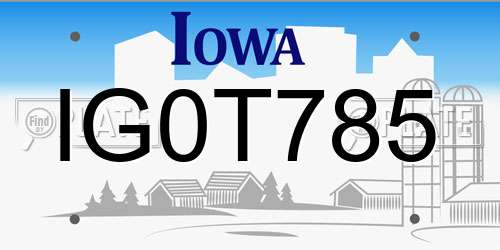 IG0T785 Iowa License Plate