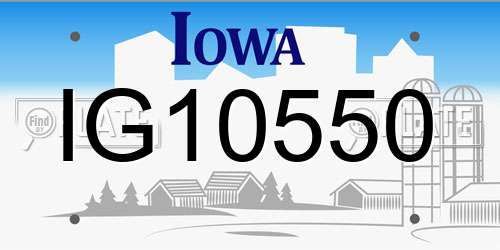 IG10550 Iowa License Plate