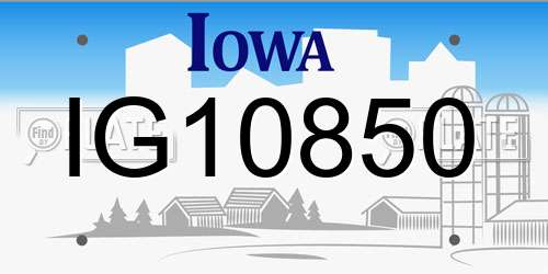 IG10850 Iowa License Plate