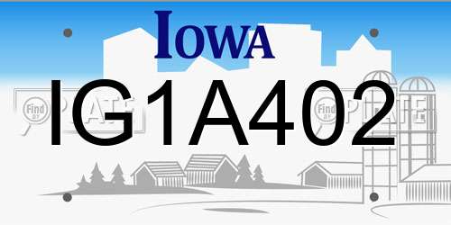 IG1A402 Iowa License Plate