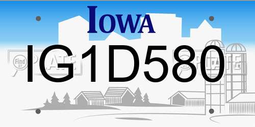 IG1D580 Iowa License Plate