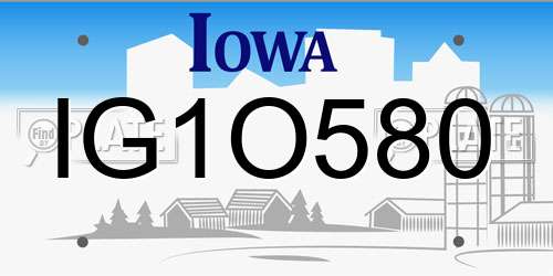 IG1O580 Iowa License Plate