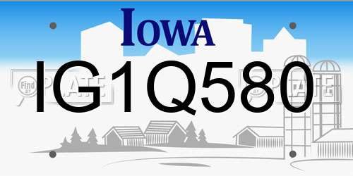 IG1Q580 Iowa License Plate