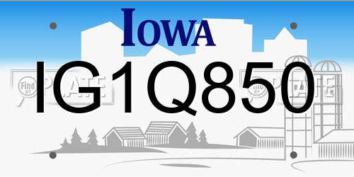 IG1Q850 Iowa License Plate