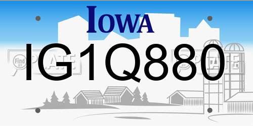 IG1Q880 Iowa License Plate