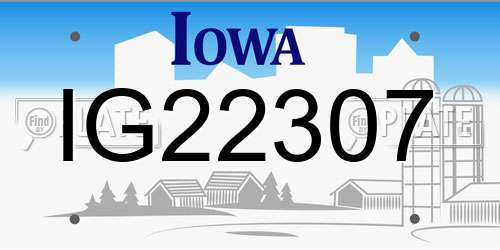 IG22307 Iowa License Plate