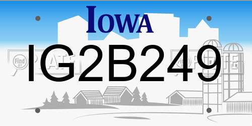 IG2B249 Iowa License Plate