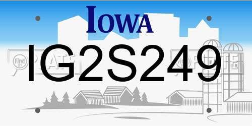 IG2S249 Iowa License Plate
