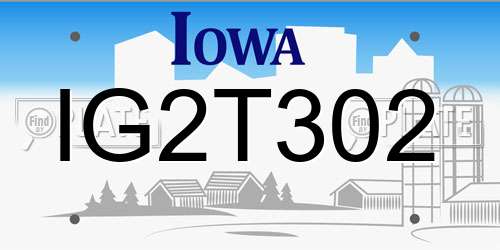 IG2T302 Iowa License Plate