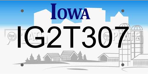IG2T307 Iowa License Plate
