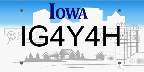 IG4Y4H Iowa License Plate