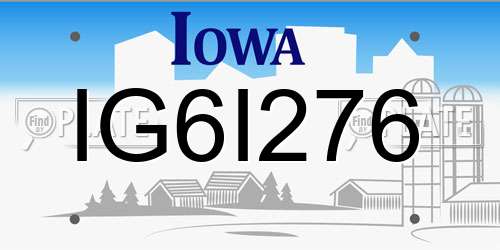 IG6I276 Iowa License Plate