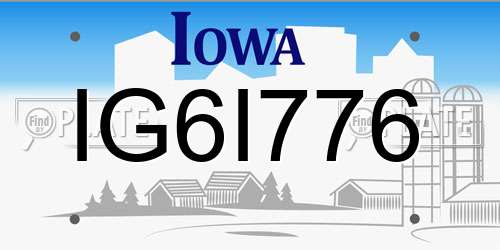IG6I776 Iowa License Plate