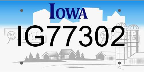 IG77302 Iowa License Plate