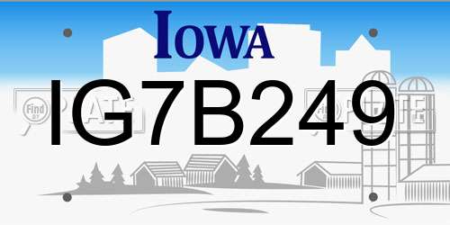 IG7B249 Iowa License Plate