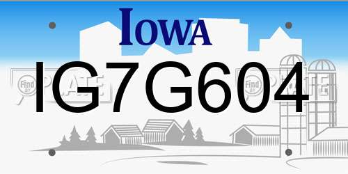 IG7G604 Iowa License Plate