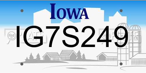 IG7S249 Iowa License Plate