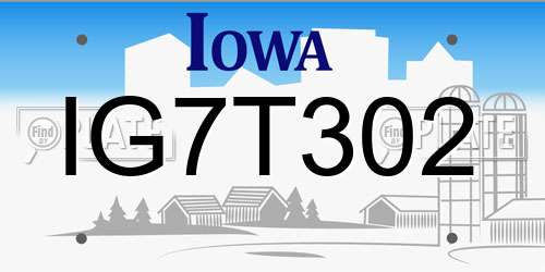 IG7T302 Iowa License Plate