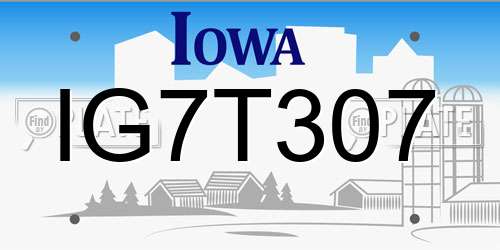 IG7T307 Iowa License Plate