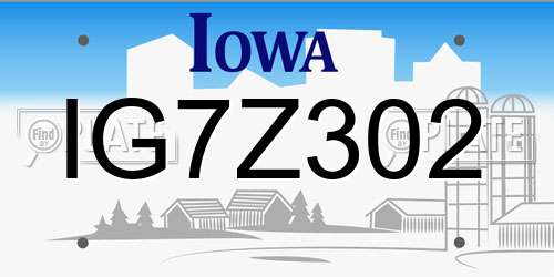 IG7Z302 Iowa License Plate
