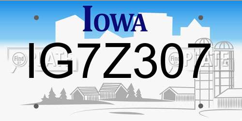 IG7Z307 Iowa License Plate
