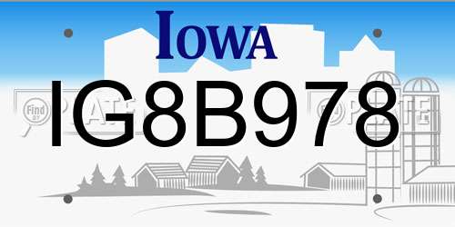 IG8B978 Iowa License Plate