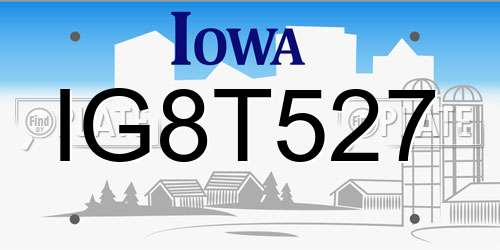 IG8T527 Iowa License Plate