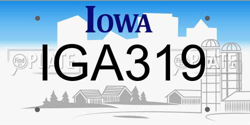 IGA319 Iowa License Plate