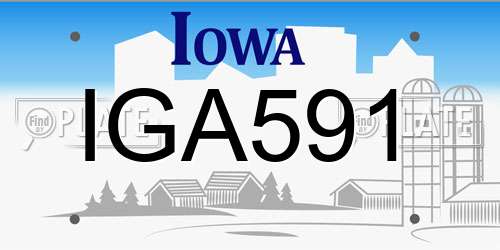 IGA591 Iowa License Plate