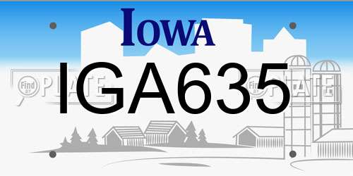IGA635 Iowa License Plate