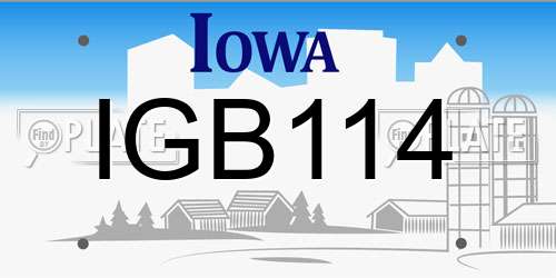 IGB114 Iowa License Plate