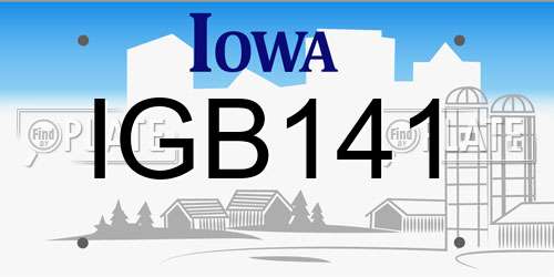 IGB141 Iowa License Plate