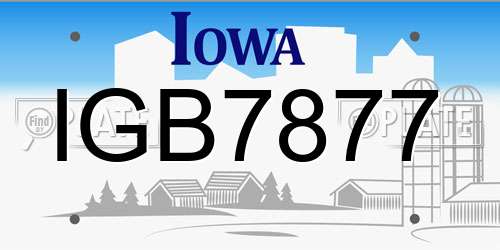 IGB7877 Iowa License Plate