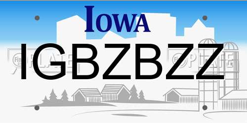 IGBZBZZ Iowa License Plate