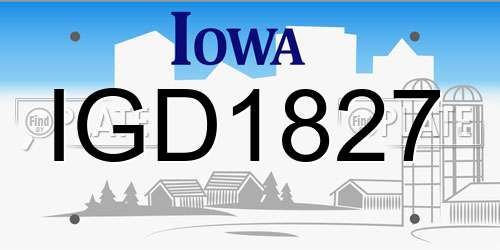 IGD1827 Iowa License Plate