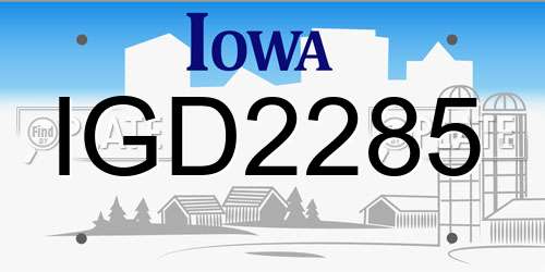 IGD2285 Iowa License Plate