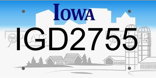 IGD2755 Iowa License Plate