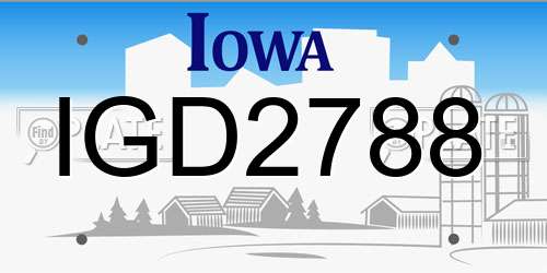 IGD2788 Iowa License Plate